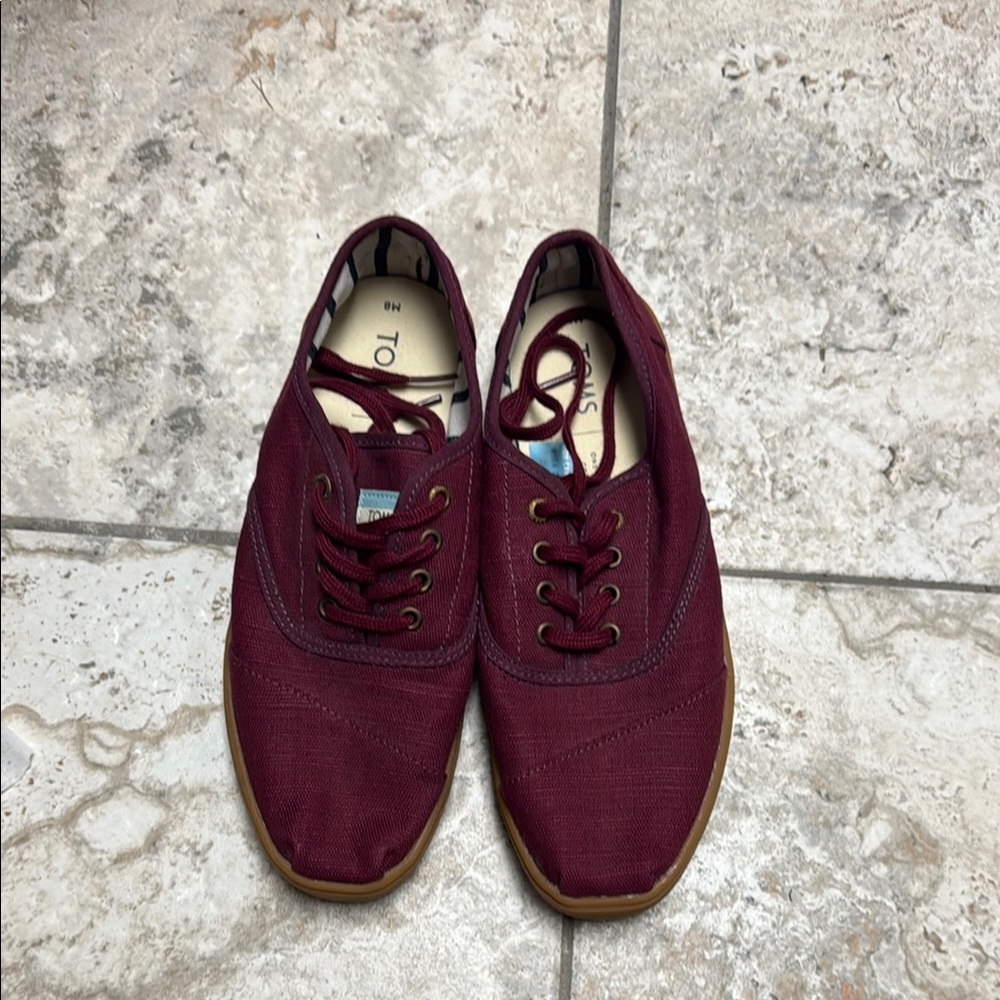 Toms Maroon Lace-Up Sneakers